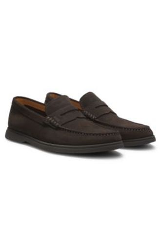Mocassins en cuir suédé avec finition Penny logo - Boss - Modalova