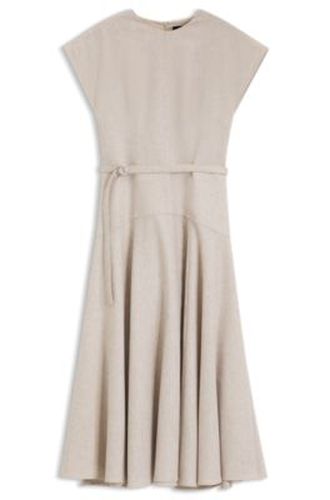 Robe longue à ceinture en flanelle à effet mélange - Boss - Modalova