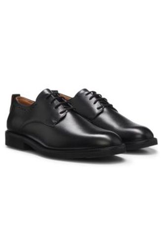 Souliers à laçage ouvert en cuir avec détails perforés - HUGO - Modalova