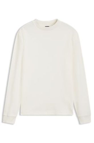 T-shirt à manches longues en coton avec petit col montant - Boss - Modalova