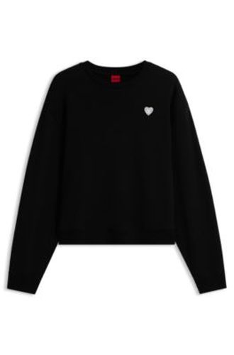 Sweat en coton avec étiquette logotée à cœur pailleté - HUGO - Modalova