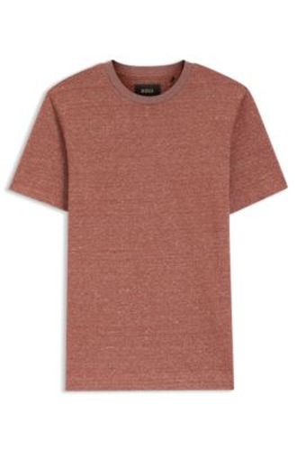T-shirt structuré mouliné en coton, lin et soie - Boss - Modalova