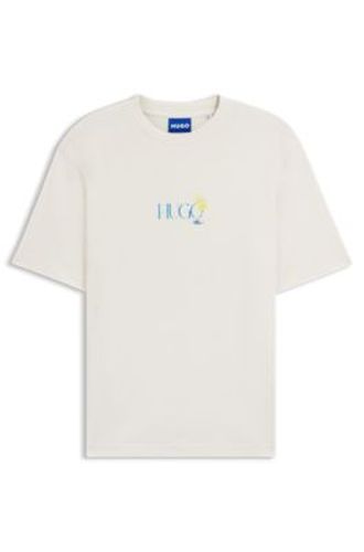 T-shirt en jersey de coton avec motif imprimé au dos - HUGO - Modalova