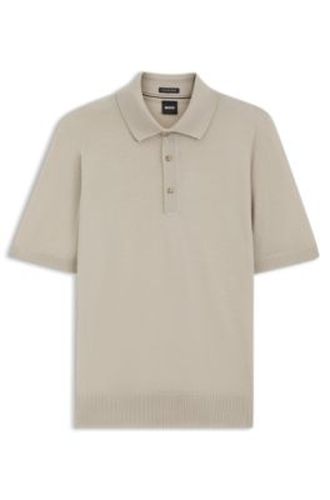 Polo en maille de laine vierge - Boss - Modalova