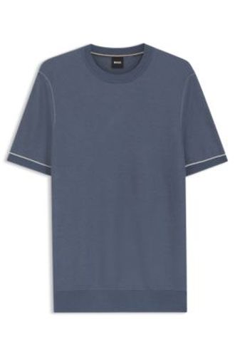 T-shirt en maille en coton mélangé à rayures horizontales - Boss - Modalova