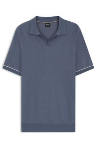 Polo en maille de coton mélangé à rayure horizontale - Boss - Modalova