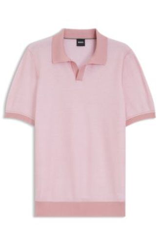 Polo en maille de coton mélangé à rayure horizontale - Boss - Modalova