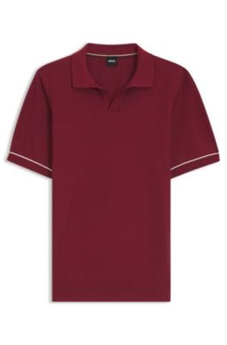Polo en maille de coton mélangé à rayure horizontale - Boss - Modalova