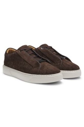 Baskets Gary avec tige en cuir suédé tissé - Boss - Modalova