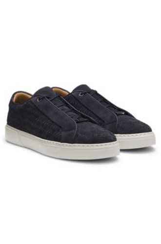 Baskets Gary avec tige en cuir suédé tissé - Boss - Modalova