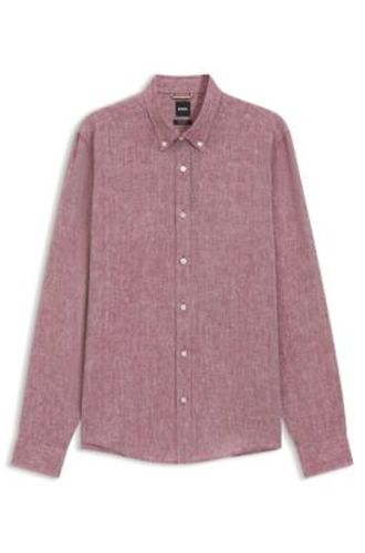 Chemise Regular en lin avec col à pointes boutonnées - Boss - Modalova