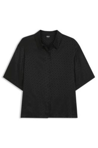 Chemise de pyjama en satin à monogramme jacquard - Boss - Modalova