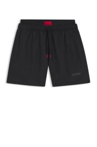 Shorts de bain à taille double avec détails logo - HUGO - Modalova