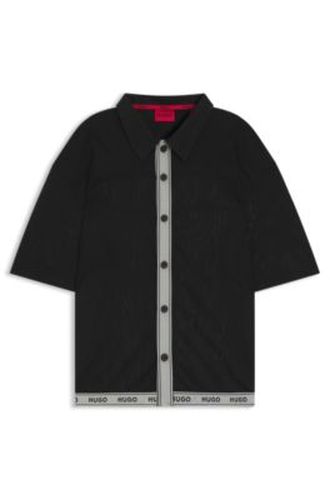 Chemise de plage Oversize en maille filet avec ruban logo - HUGO - Modalova