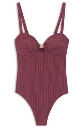Maillot de bain en tissu plissé avec monogramme Double B métallique - Boss - Modalova