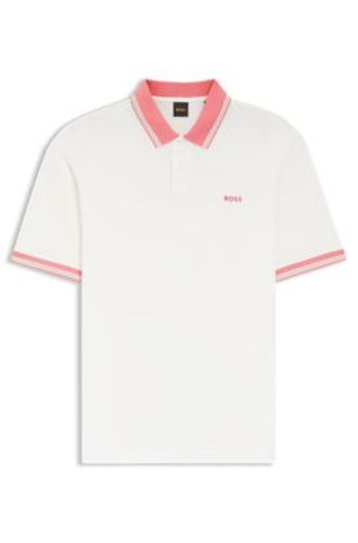 Polo en jersey de coton avec détails rayés - Boss - Modalova
