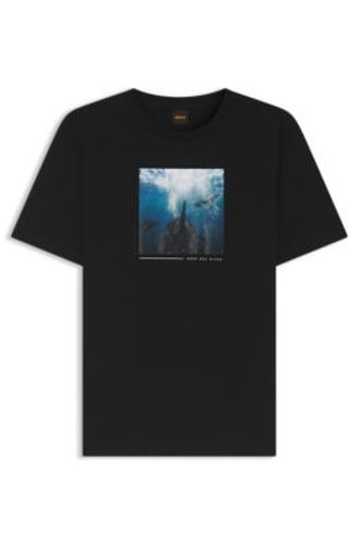 T-shirt en jersey de coton avec motif imprimé - Boss - Modalova