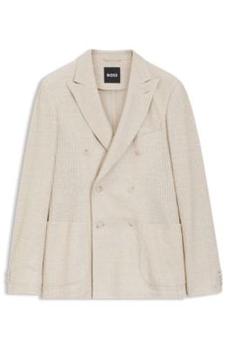 Blazer Slim en lin à rayures et coton - Boss - Modalova