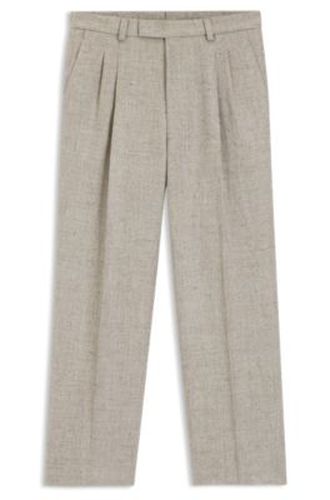 Pantalon Oversize en tissu à micro motif avec lin - Boss - Modalova