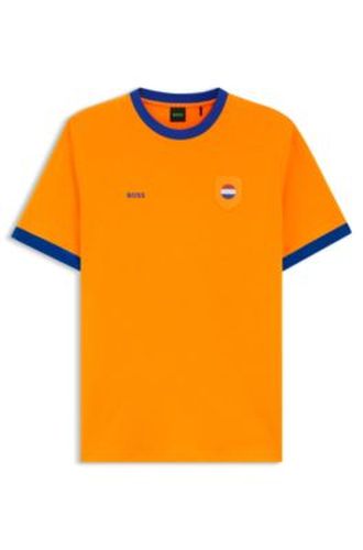 T-shirt en coton stretch avec drapeau du et logo - Boss - Modalova