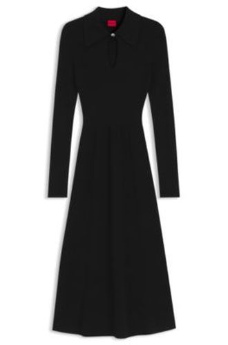 Robe Slim mi-longue avec col polo et ouverture goutte d’eau - HUGO - Modalova