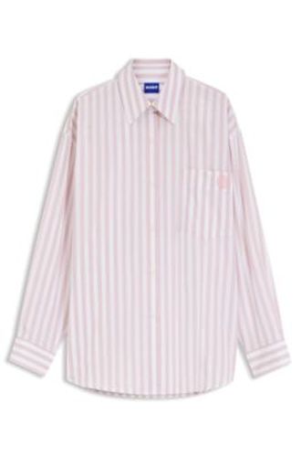 Chemisier Oversize en coton à rayures avec logo Happy - HUGO - Modalova