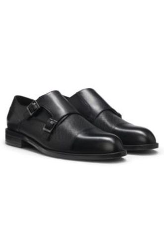 Chaussures à double brides en cuir avec détail perforé - Boss - Modalova