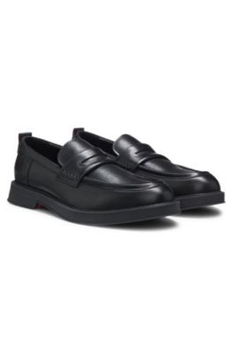 Mocassins en cuir avec logos perforés - HUGO - Modalova
