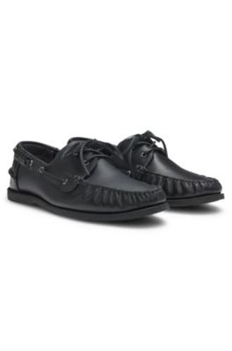 Chaussures bateau en cuir avec détail de laçage - HUGO - Modalova