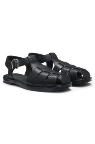 Sandales style pêcheur en cuir à logo revisité - HUGO - Modalova