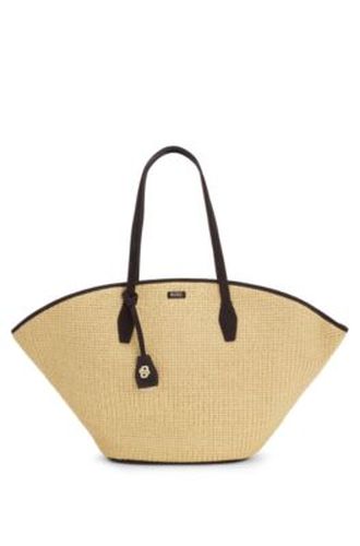 Cabas en raphia avec finitions en cuir - Boss - Modalova