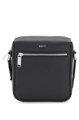 Sac reporter en cuir grainé avec logo - Boss - Modalova