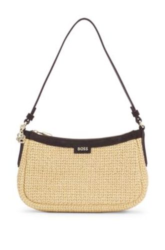 Sac d'épaule en raphia avec breloque monogramme Double B - Boss - Modalova