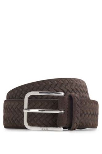 Ceinture en cuir suédé tressé avec boucle logotée - Boss - Modalova