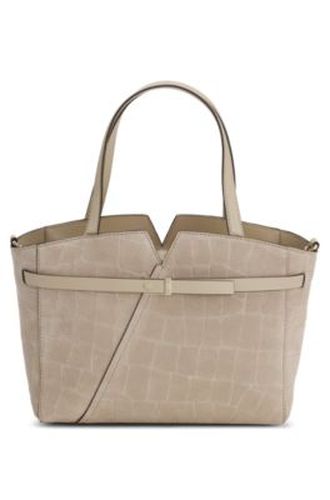 Revers sac cabas en daim imprimé avec détail de ceinture - Boss - Modalova