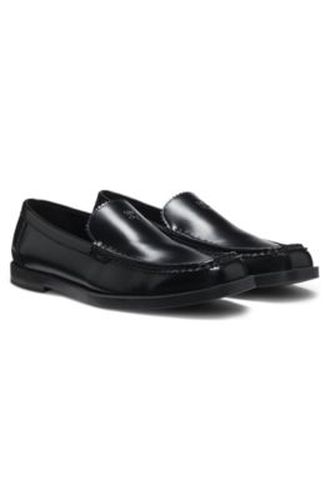 Mocassins en cuir avec logo empilé - HUGO - Modalova
