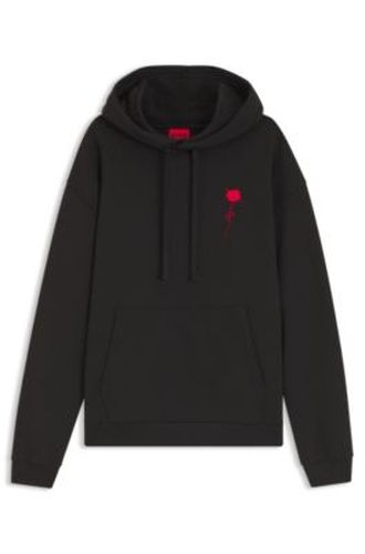 Sweat à capuche Relaxed en molleton de coton avec logo rose - HUGO - Modalova