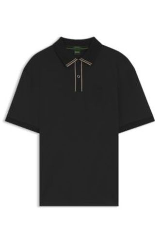 Polo en coton interlock avec finitions rayées - Boss - Modalova