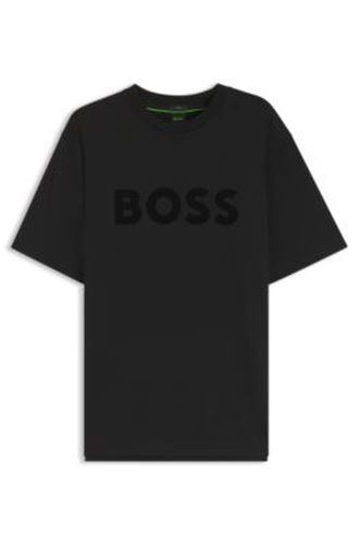 T-shirt en coton stretch avec logo floqué ton sur ton - Boss - Modalova