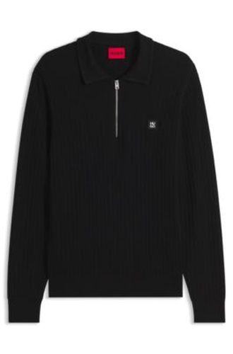 Pull structuré en laine mélangée avec col polo - HUGO - Modalova