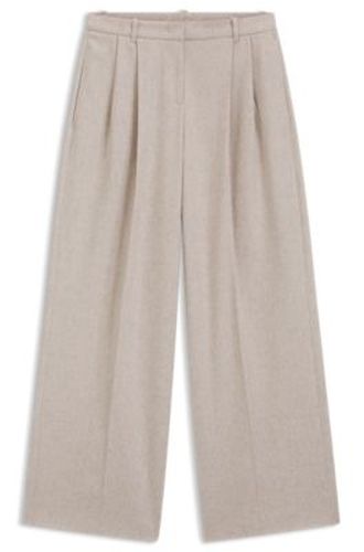 Pantalon large en flanelle mélangée à pinces - Boss - Modalova
