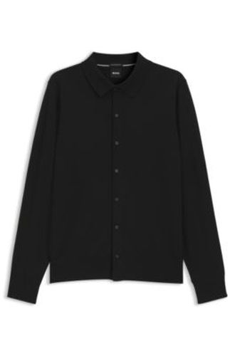 Cardigan en laine vierge à col polo - Boss - Modalova