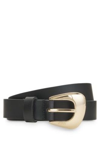 Ceinture en cuir italien avec boucle angulaire dorée - HUGO - Modalova