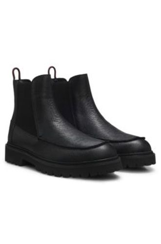 Bottines Chelsea en cuir grainé avec logo doré - HUGO - Modalova
