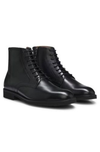 Bottines à lacets en cuir avec fermeture éclair latérale - HUGO - Modalova