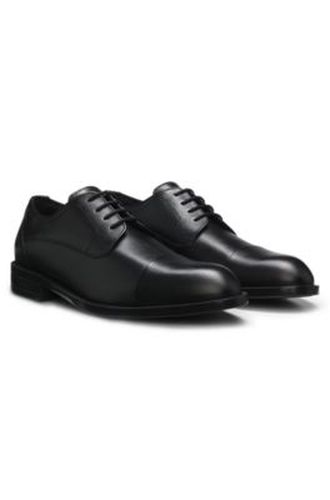 Derbies en cuir grainé à bout rapporté - Boss - Modalova