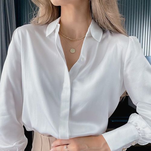 LILYSILK Chemise En Soie Noir Nœud Papillon Amovible Charmeuse Soie Sûr Et Non Toxique Chemises S - LILYSILK - Modalova