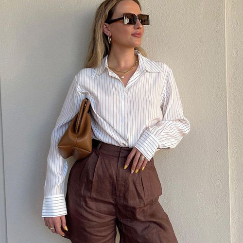 LILYSILK Blouse En Soie Surdimensionnée, Chemise À Rayures 100% Soie De Mûrier Sûr Et Non Toxique Chemises Bleu Marine À Fines Rayures XL - LILYSILK - Modalova