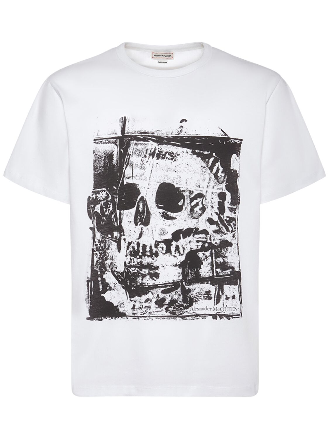 T-shirt En Coton Imprimé Tête De Mort - ALEXANDER MCQUEEN - Modalova