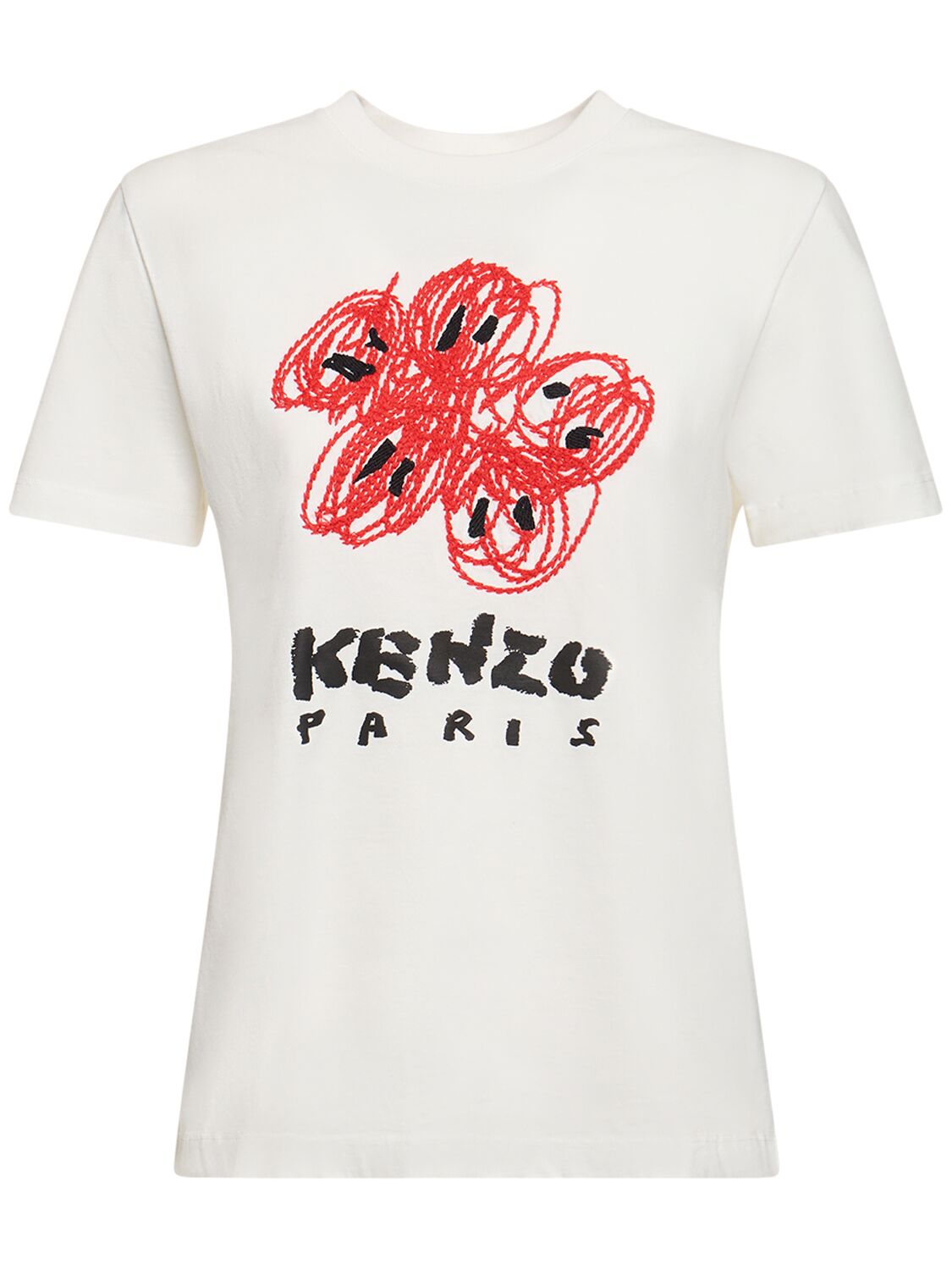 T-shirt En Coton Imprimé Logo Drawn - KENZO PARIS - Modalova